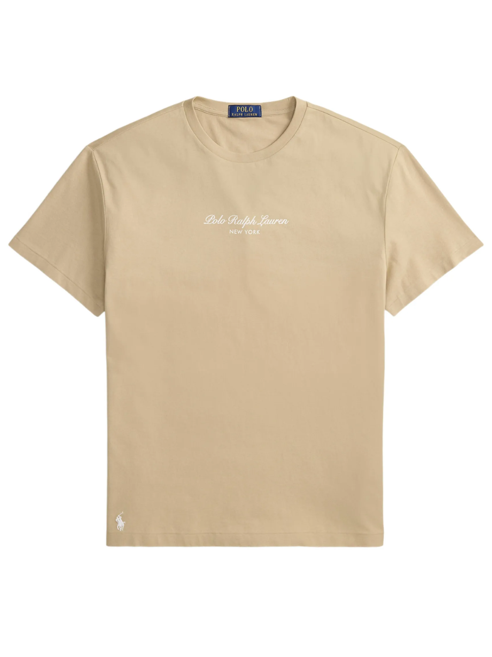 RALPH LAUREN Classic Fit Logo Knit Jersey T-Shirt Vintage Khaki
