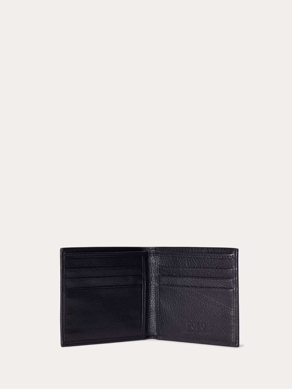 RALPH LAUREN Pebbled Leather Billfold Wallet Black