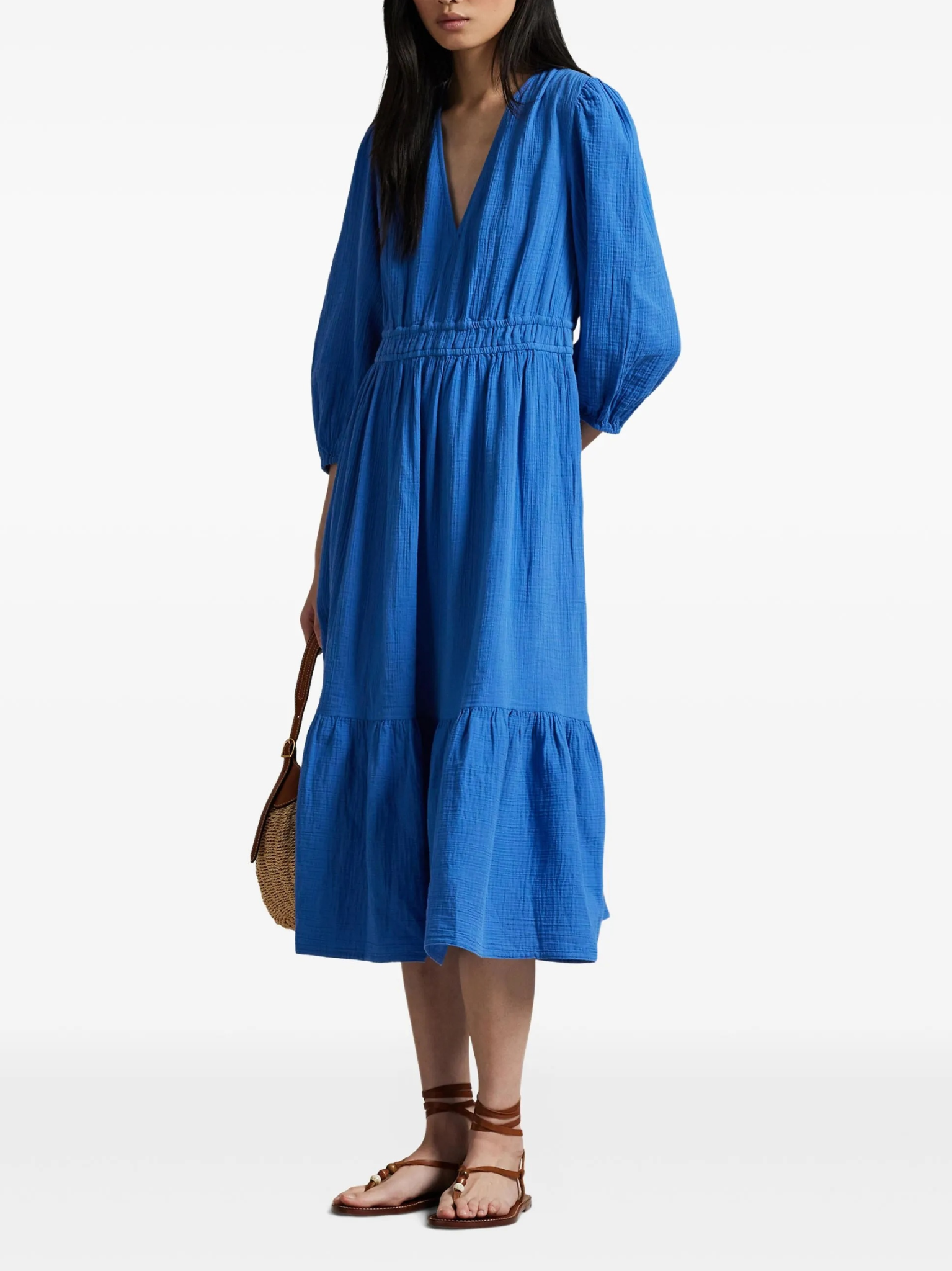 RALPH LAUREN WOMEN Cotton Long-sleeve Dress Retreat Blue