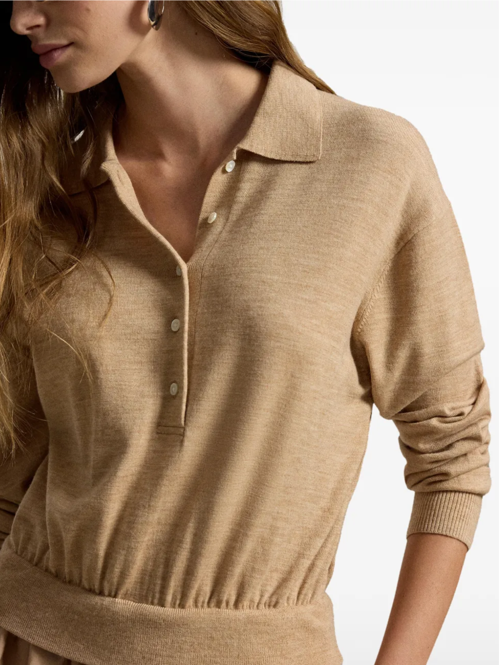 RALPH LAUREN WOMEN Hybrid Knit Polo-Bodice Dress Tan