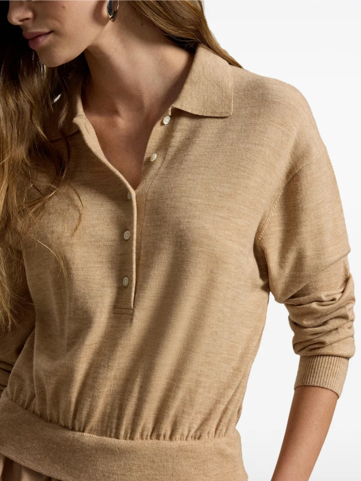 RALPH LAUREN WOMEN Hybrid Knit Polo-Bodice Dress Tan