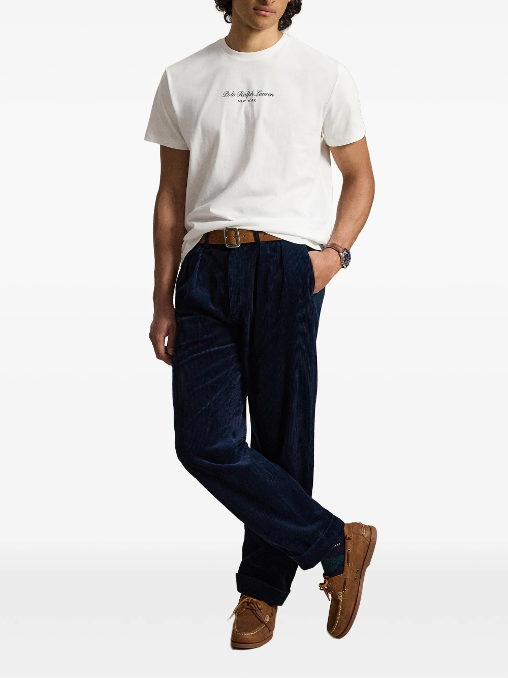 RALPH LAUREN Classic Fit Logo Knit Jersey T-Shirt White