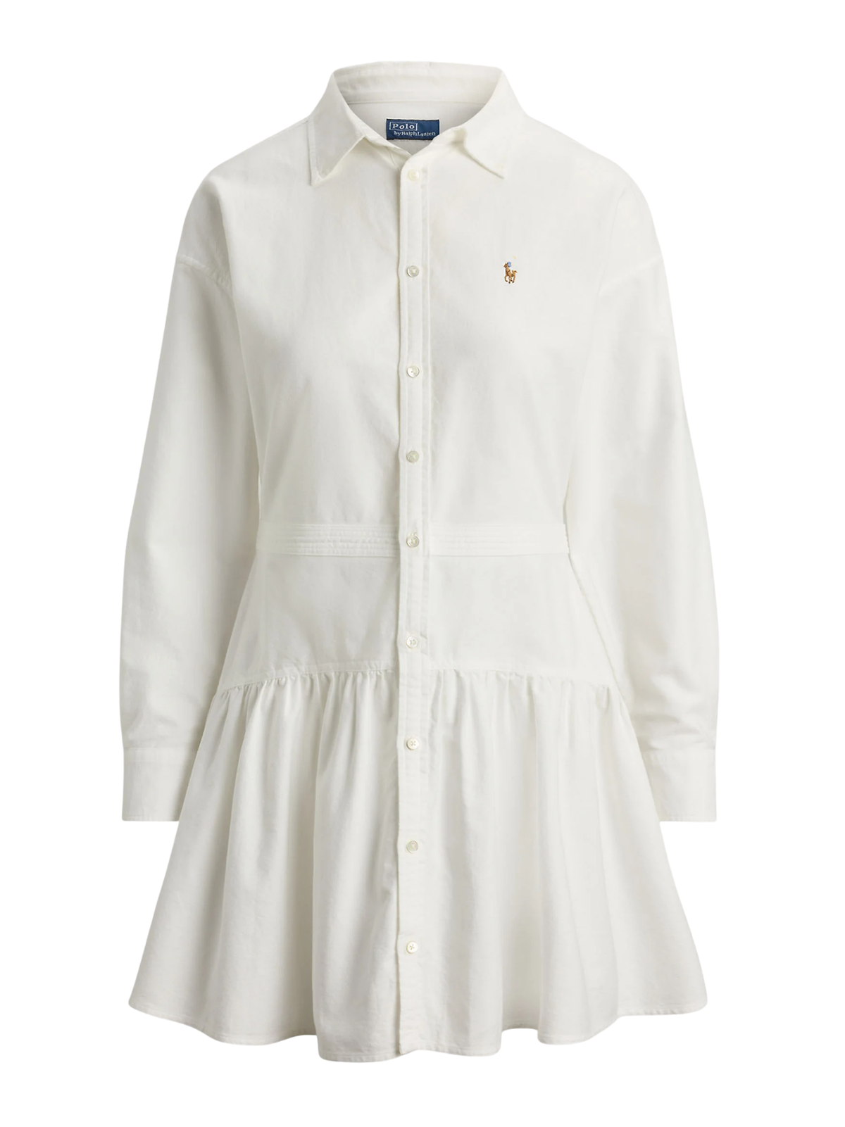 RALPH LAUREN WOMEN Cotton Oxford Panelled Shirt Dress White