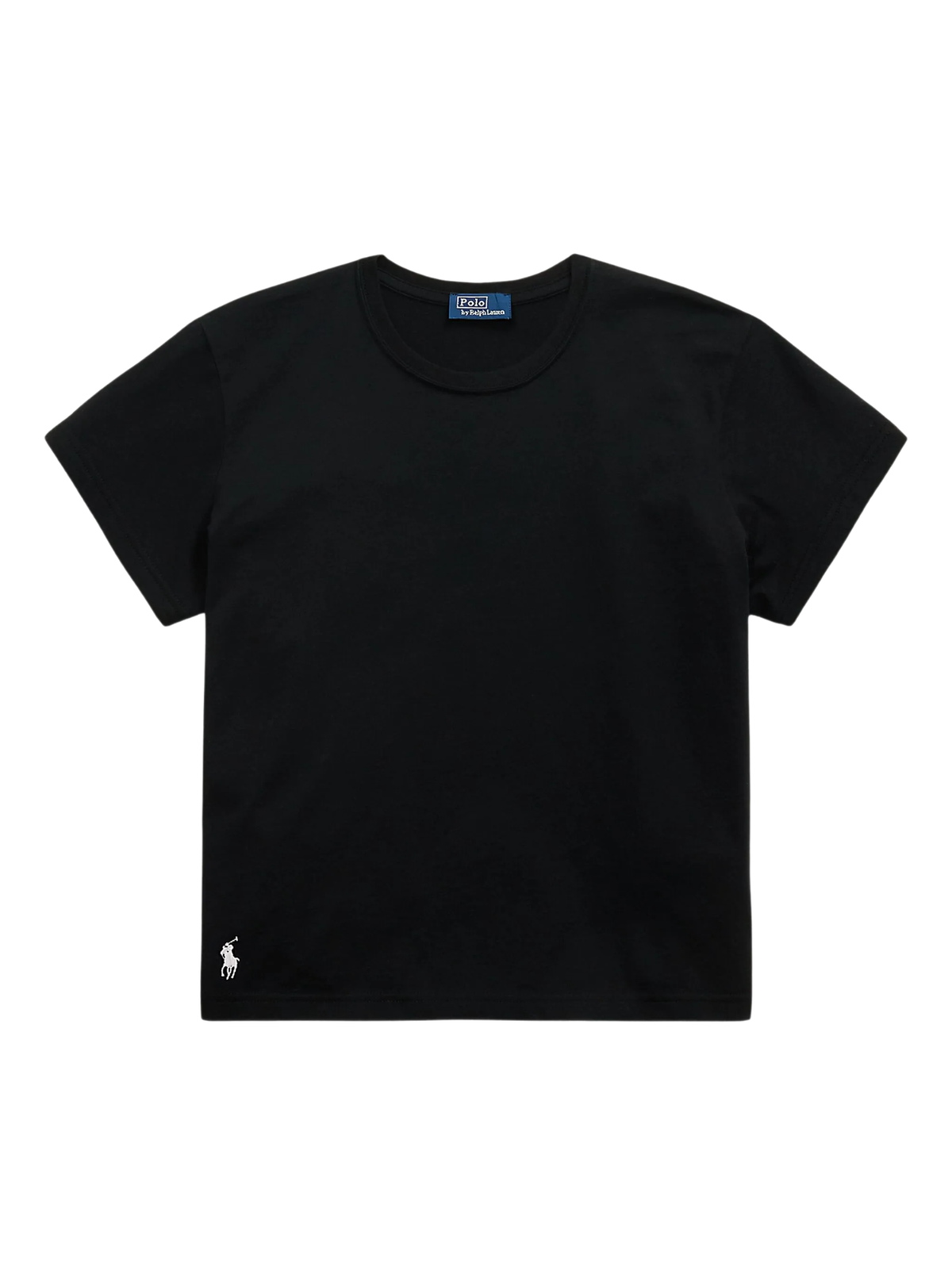 RALPH LAUREN WOMEN Classic Shrunken Fit Jersey Tee Polo Black