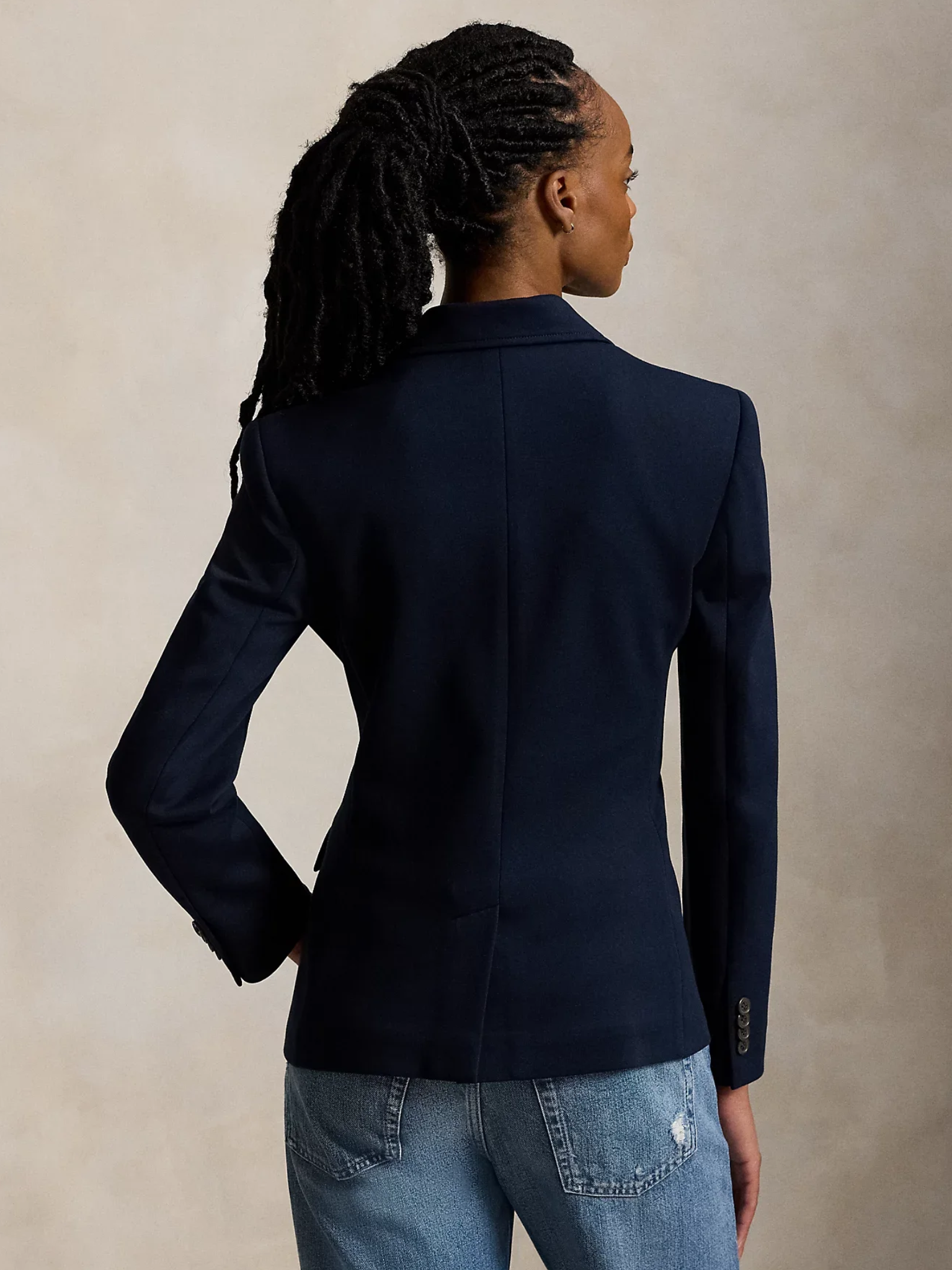 RALPH LAUREN WOMEN Single-breasted Ponte Blazer Aviator Navy