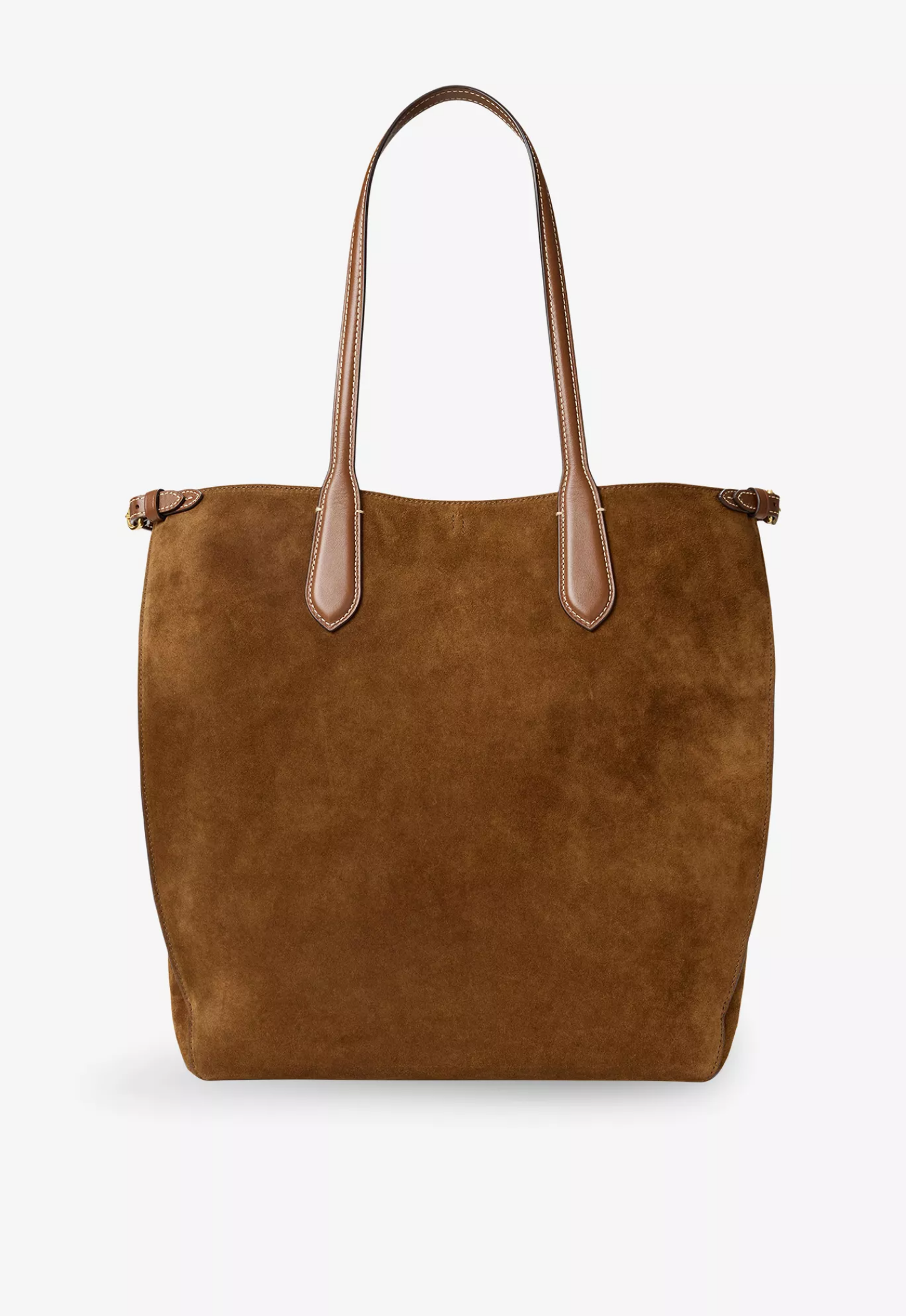 RALPH LAUREN WOMEN Bellport Large Suede Tote Bag Cinnamon/Cuoio