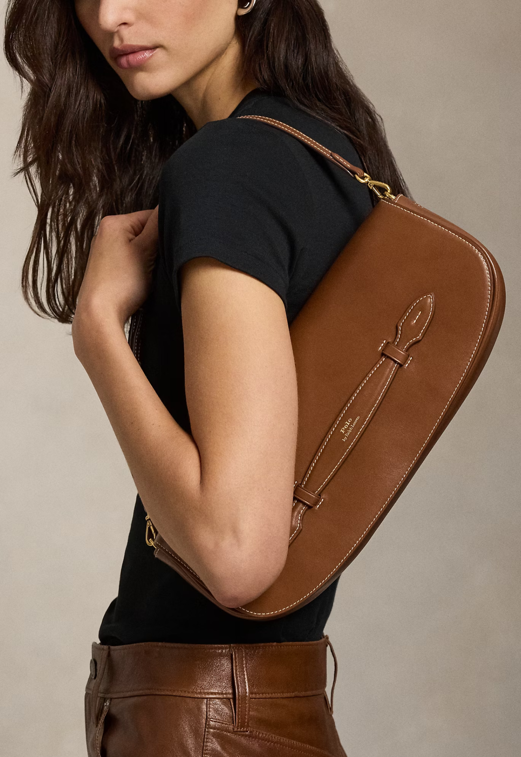 RALPH LAUREN WOMEN Bellport Leather Long-Flap Clutch Cuoio