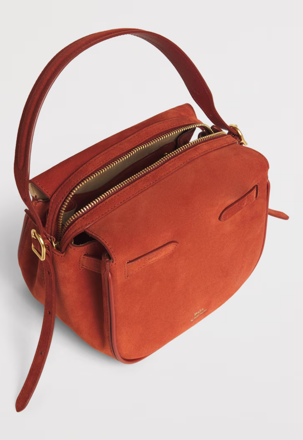RALPH LAUREN WOMEN Polo ID Suede Mini Satchel Auburn
