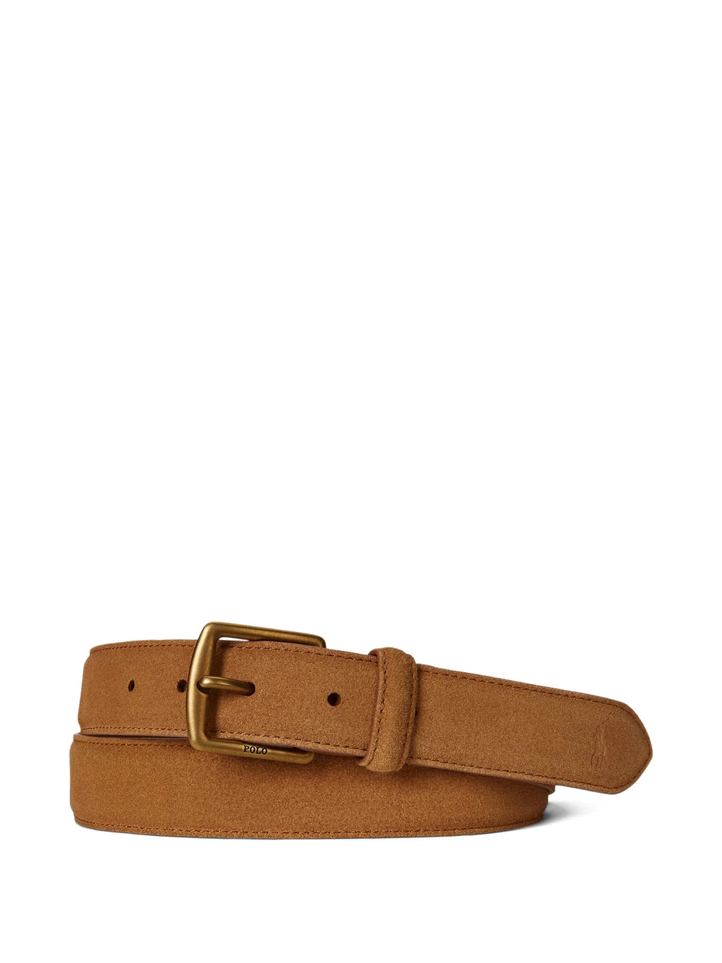 RALPH LAUREN Signature Suede Leather Belt Tan