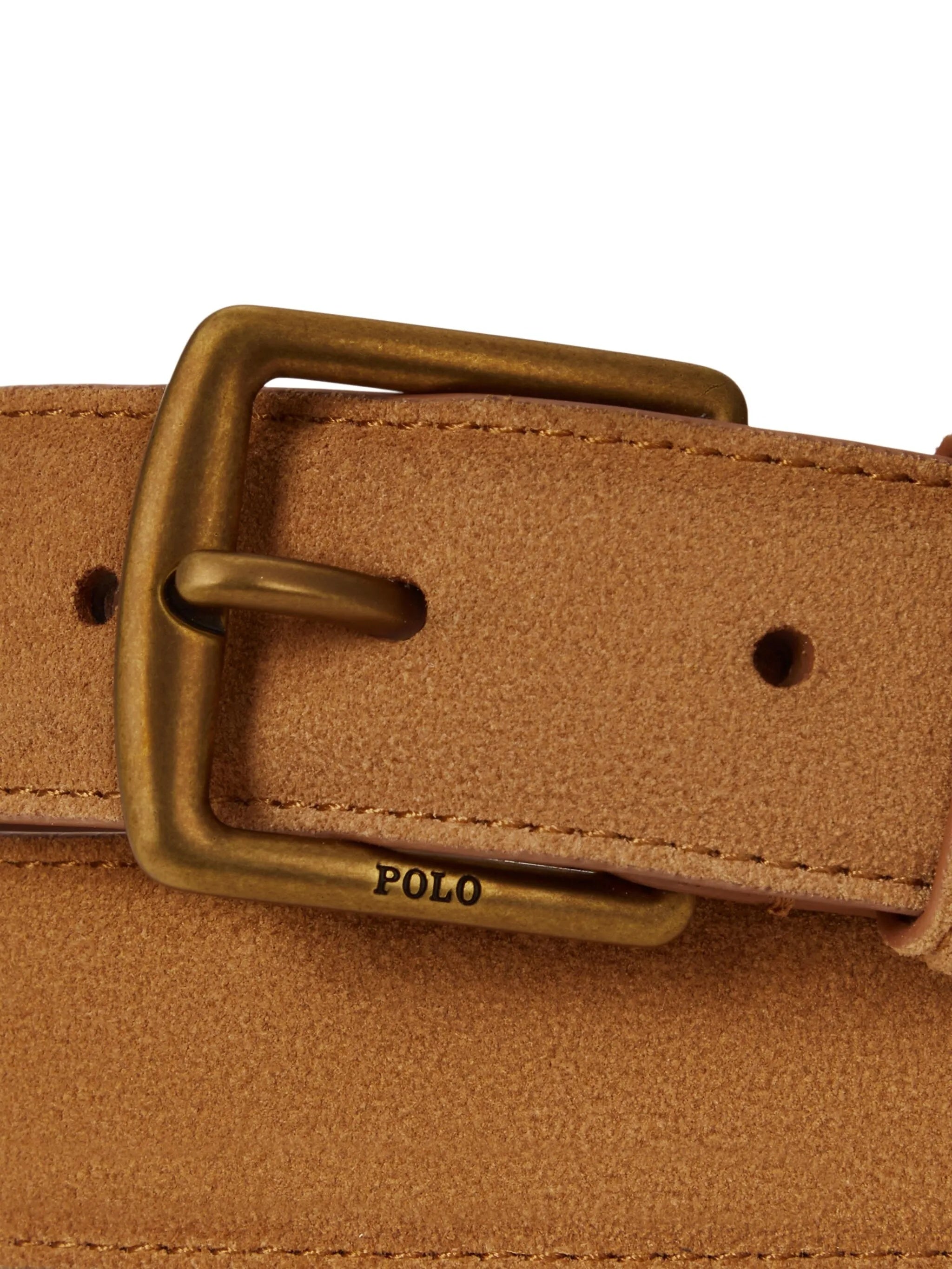 RALPH LAUREN Signature Suede Leather Belt Tan