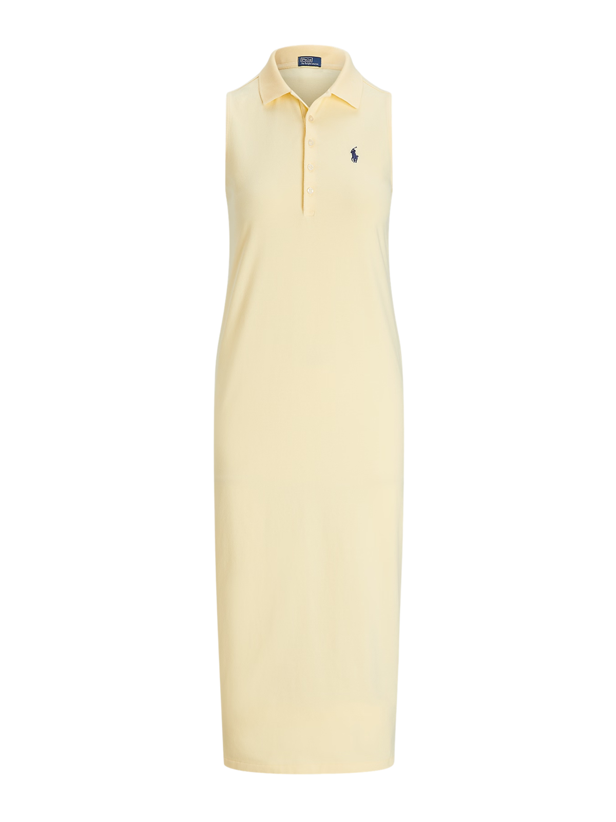 RALPH LAUREN WOMEN Stretch-Cotton Sleeveless Polo Dress Yellow