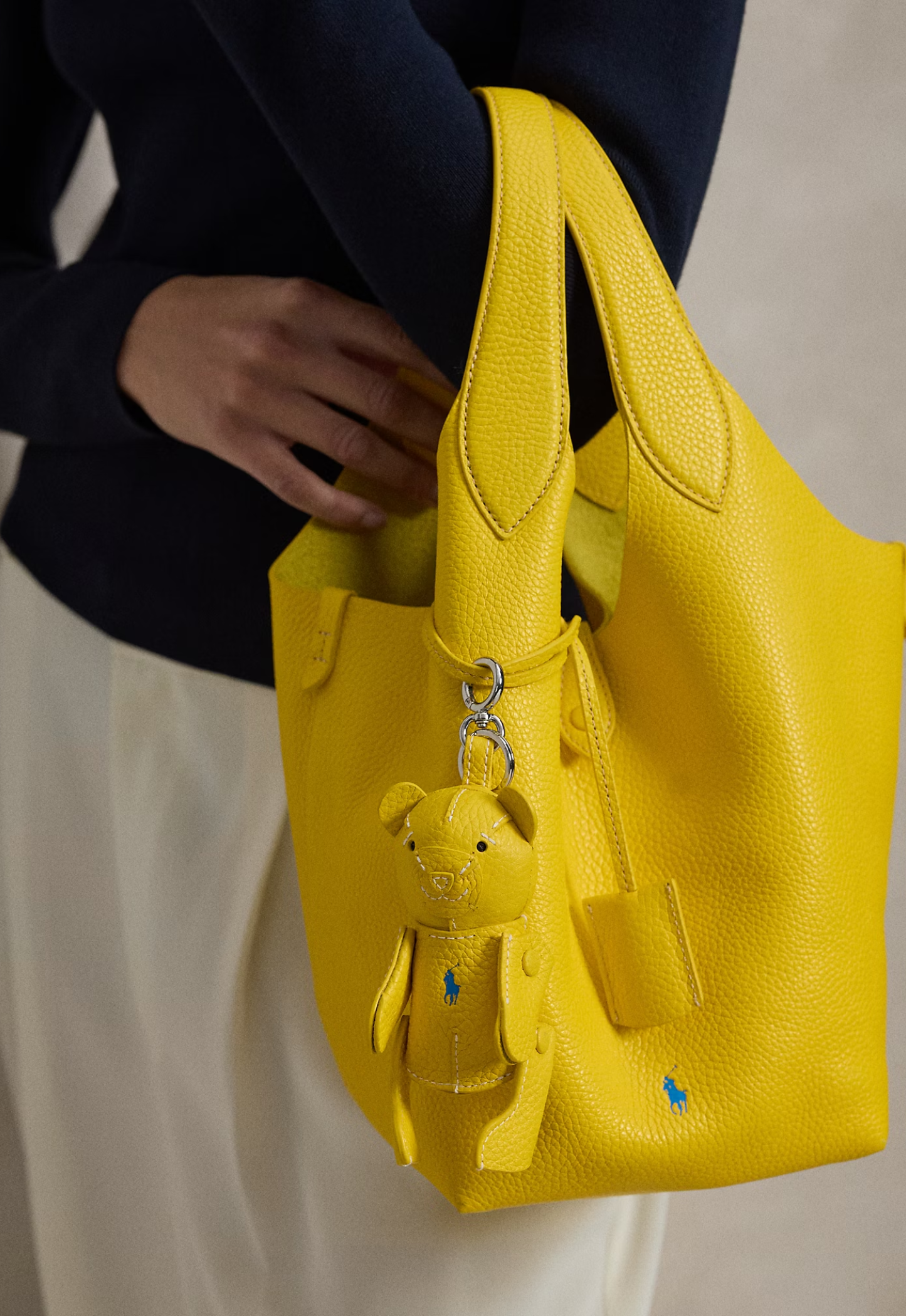 RALPH LAUREN WOMEN Polo Play Leather Tote Canary Yellow