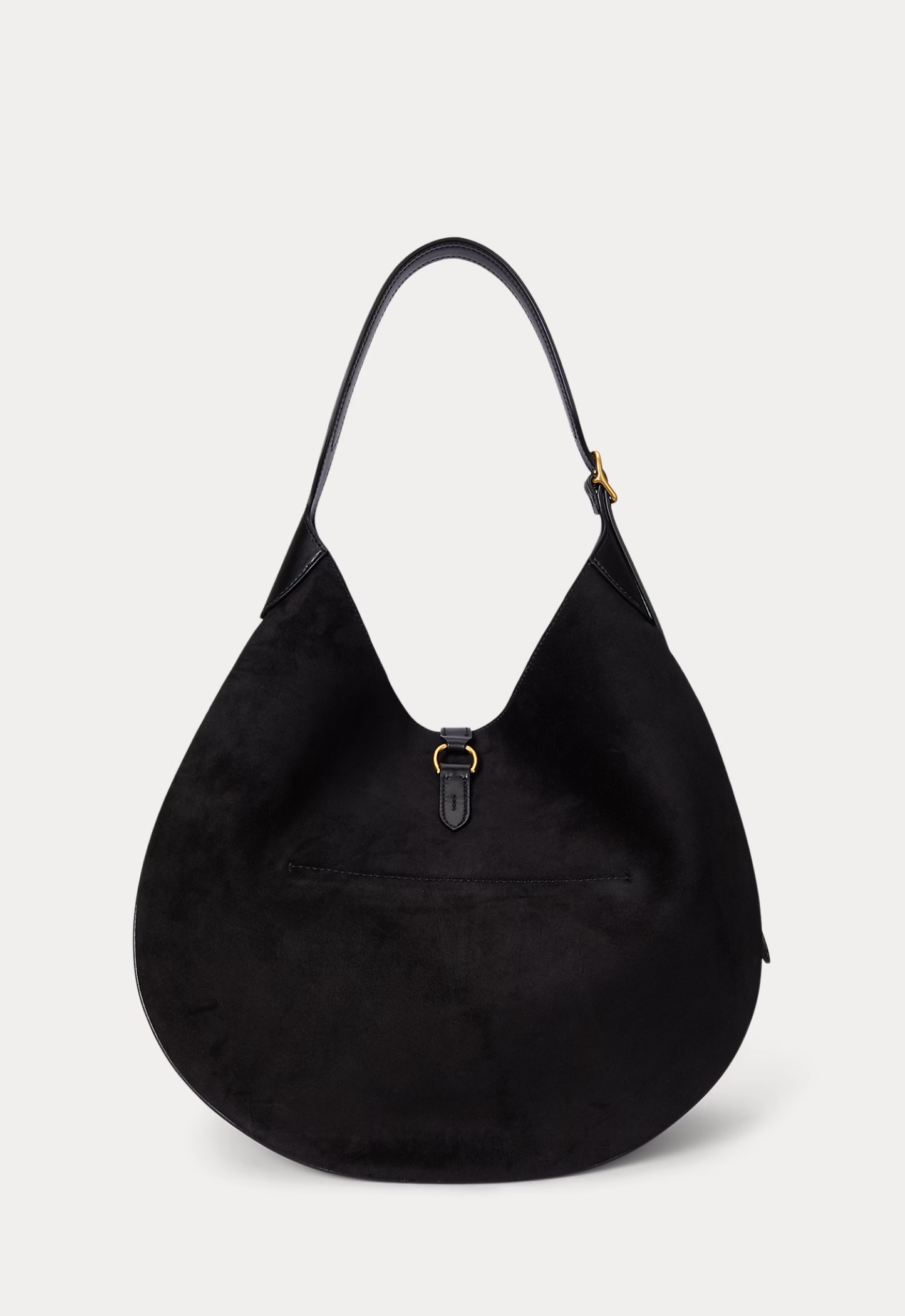 RALPH LAUREN WOMEN Polo ID Suede Large Shoulder Bag Black