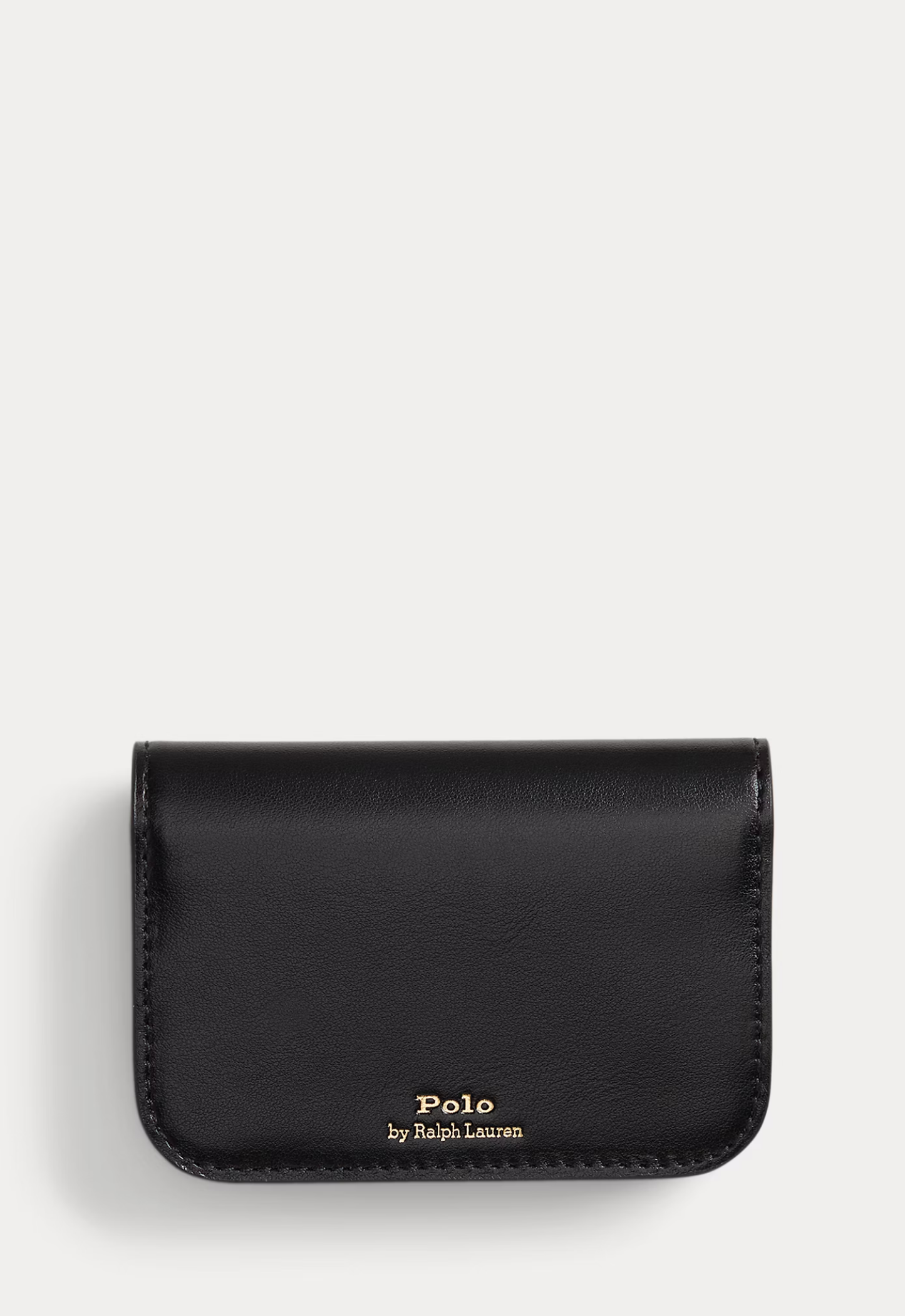 RALPH LAUREN WOMENS Polo ID Leather Fold-Over Card Case Black