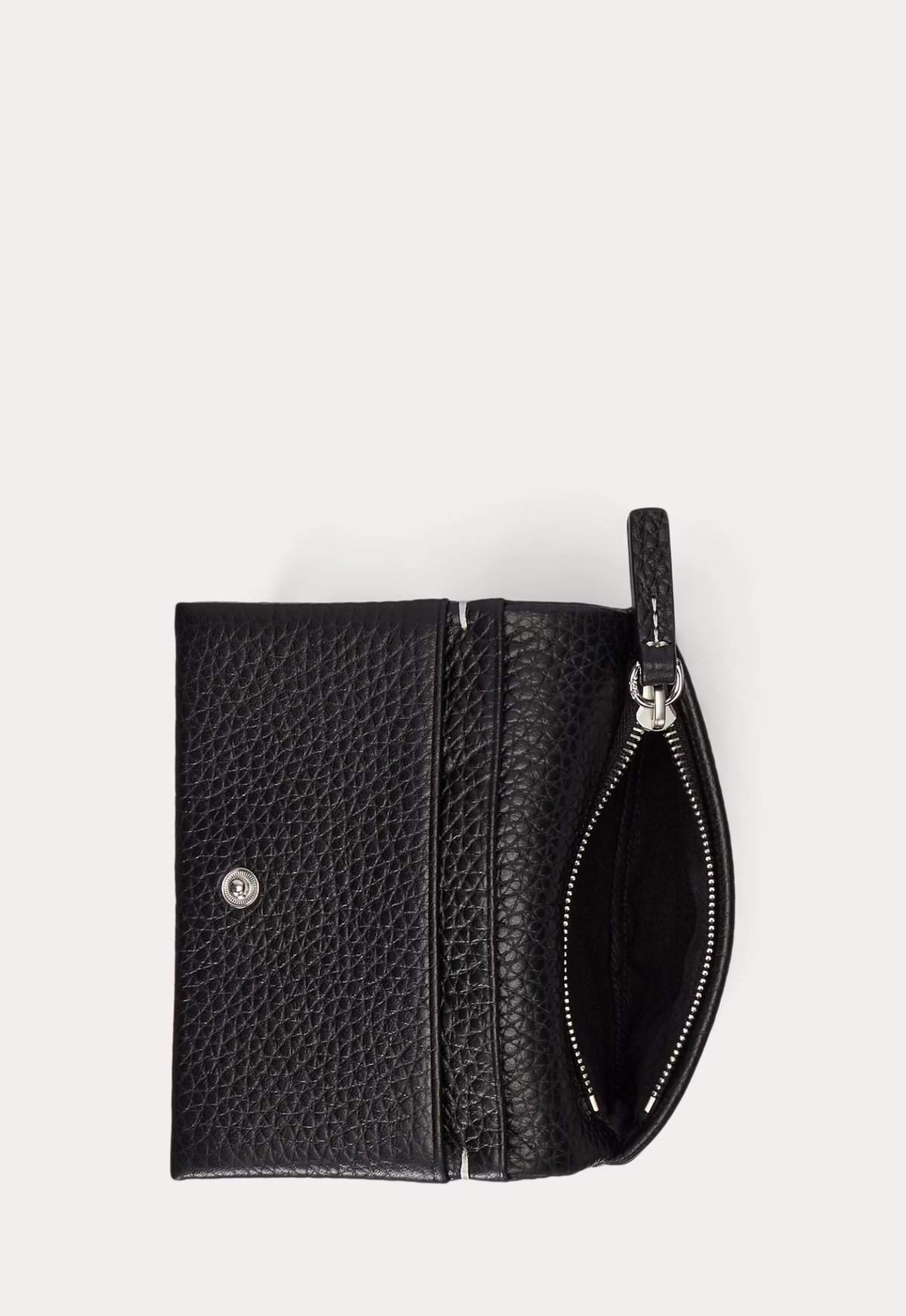 RALPH LAUREN WOMENS Polo Play Leather Snap Card Case Black