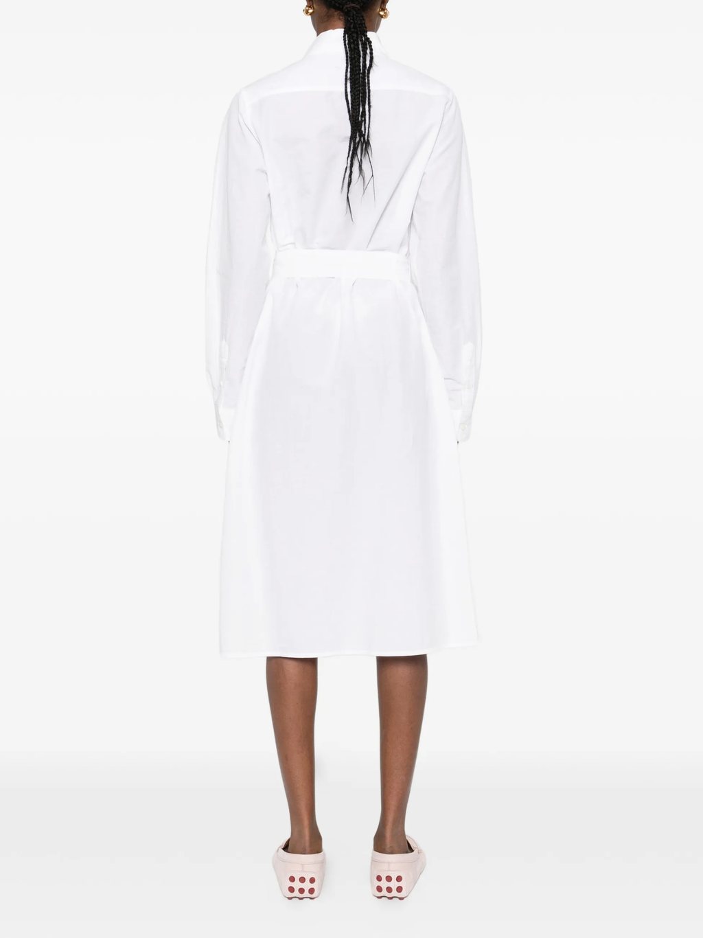 RALPH LAUREN WOMEN Cotton-Linen Belted Shirtdress White