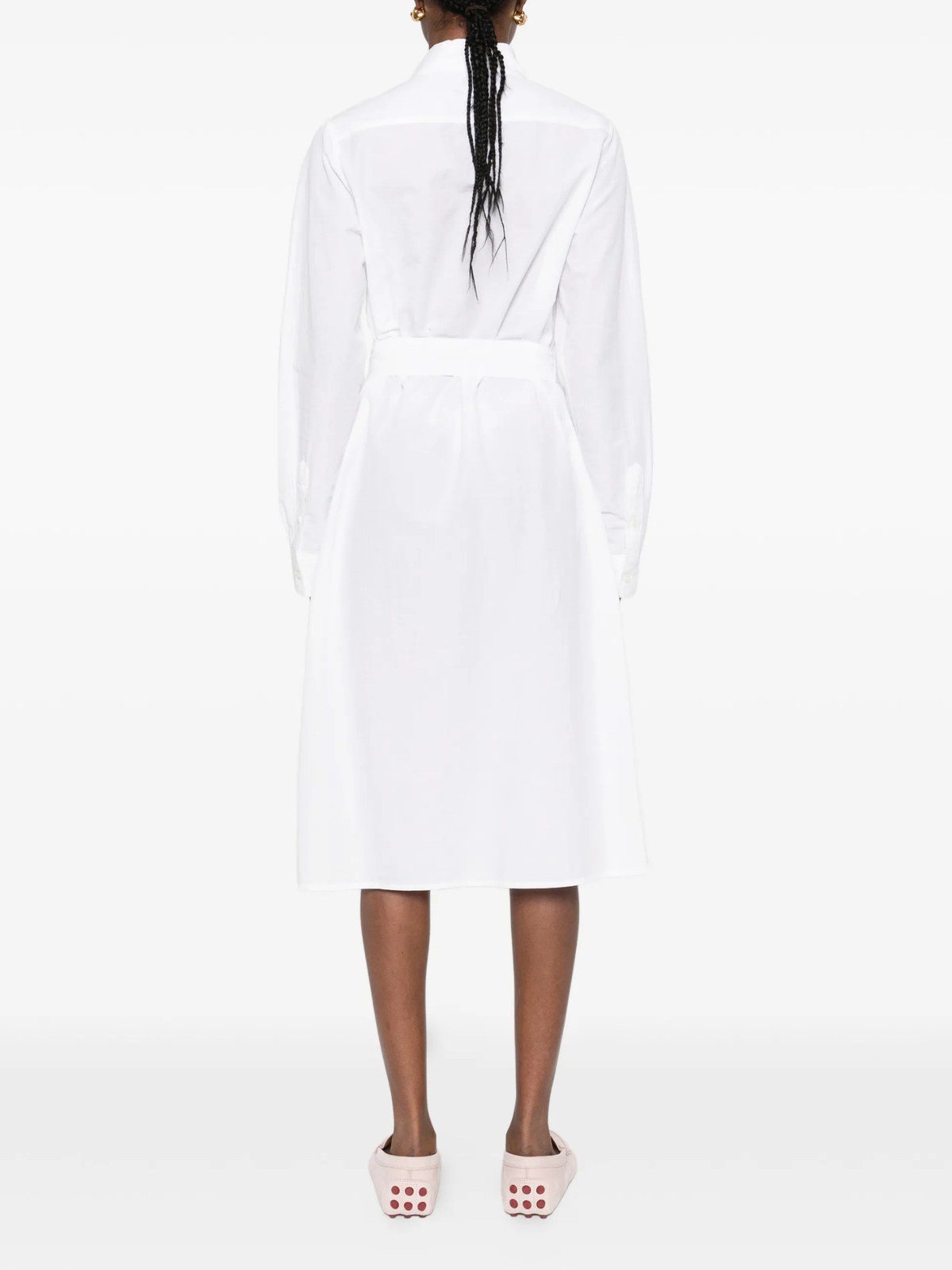 RALPH LAUREN WOMEN Cotton-Linen Belted Shirtdress White