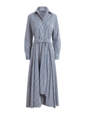 RALPH LAUREN WOMEN Striped Cotton Tie-waist Shirtdress White/Fall Royal