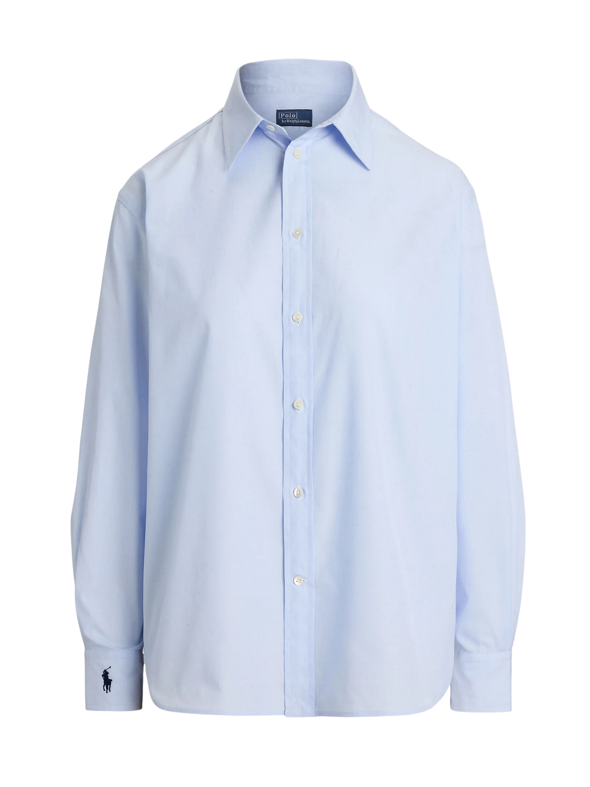 RALPH LAUREN WOMEN End-on-End Oversize Fit Cotton Shirt Light Blue