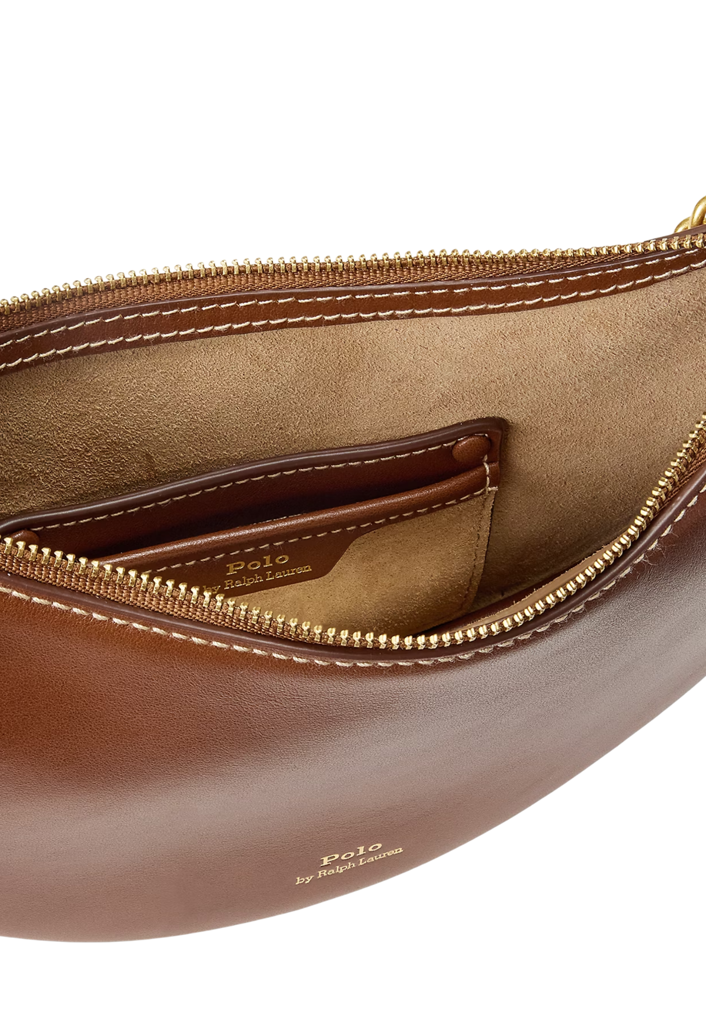 RALPH LAUREN WOMEN Polo ID Leather Mini Chain Bag Cuoio