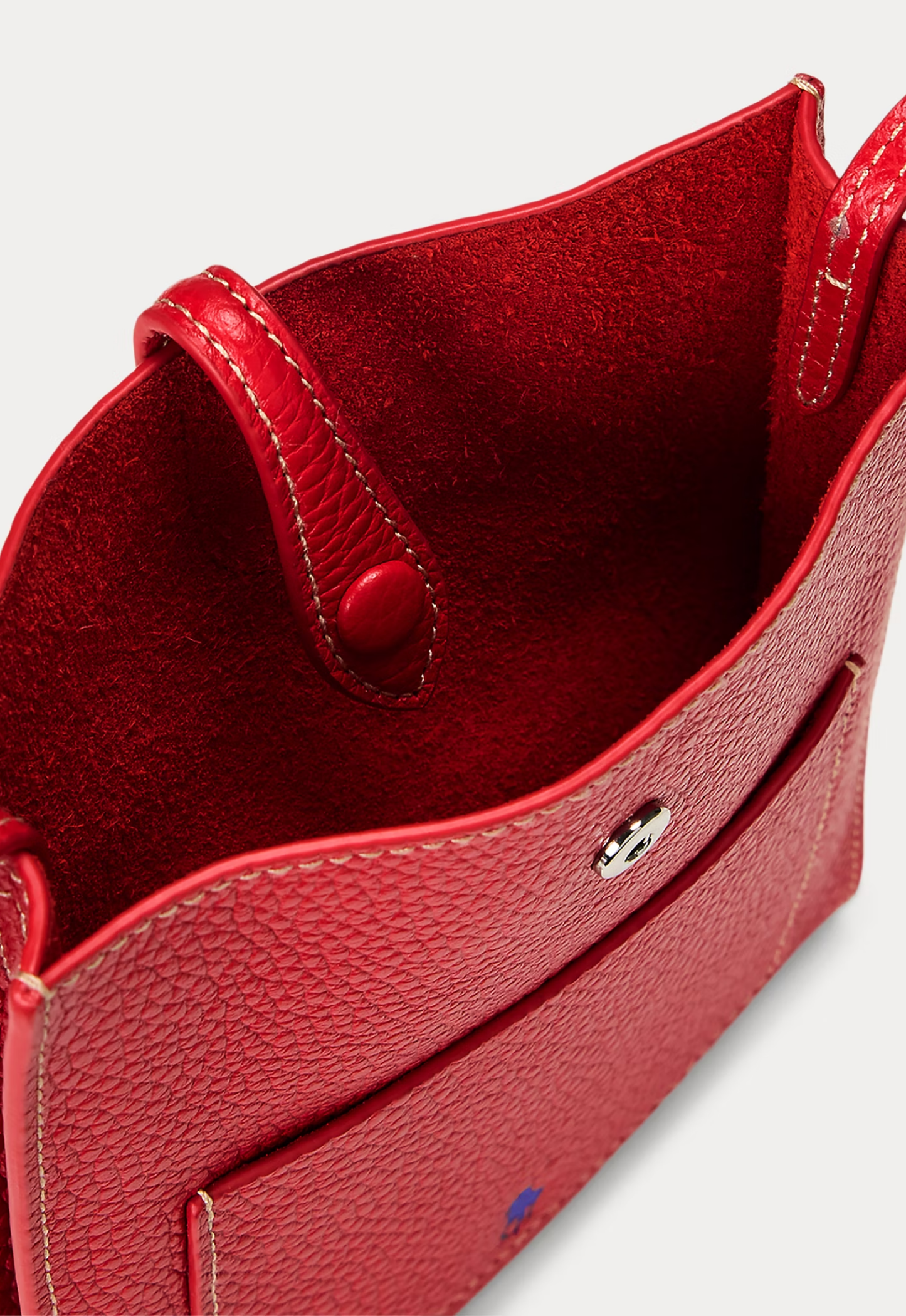 RALPH LAUREN WOMENS Polo Play Leather Pocket Crossbody Cherry