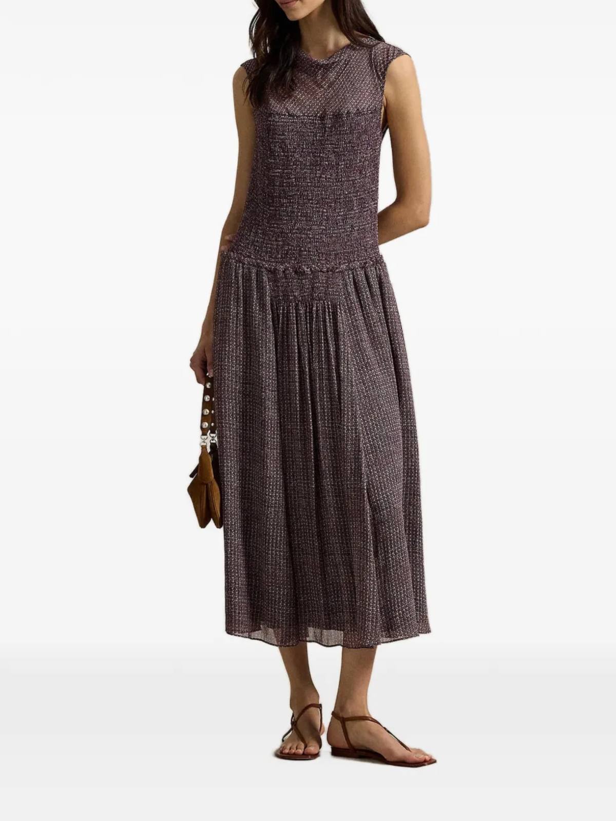 RALPH LAUREN WOMEN Crinkle Printed Dress Purple