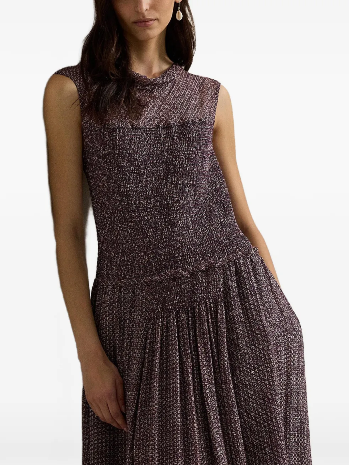 RALPH LAUREN WOMEN Crinkle Printed Dress Purple