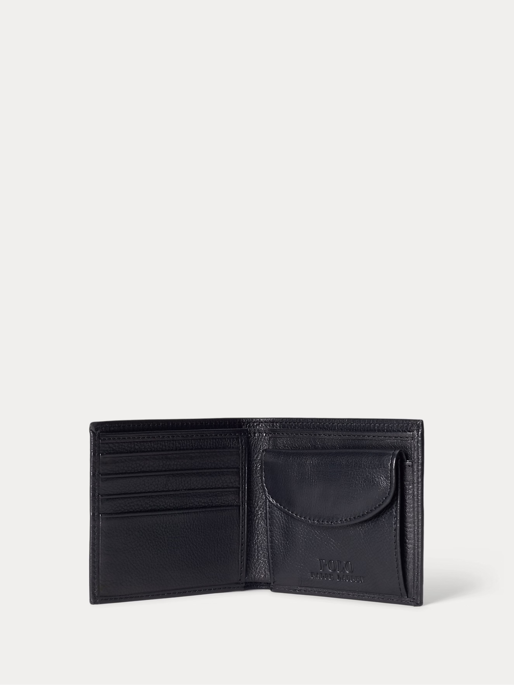 RALPH LAUREN Pebbled Leather Billfold Coin Wallet Black