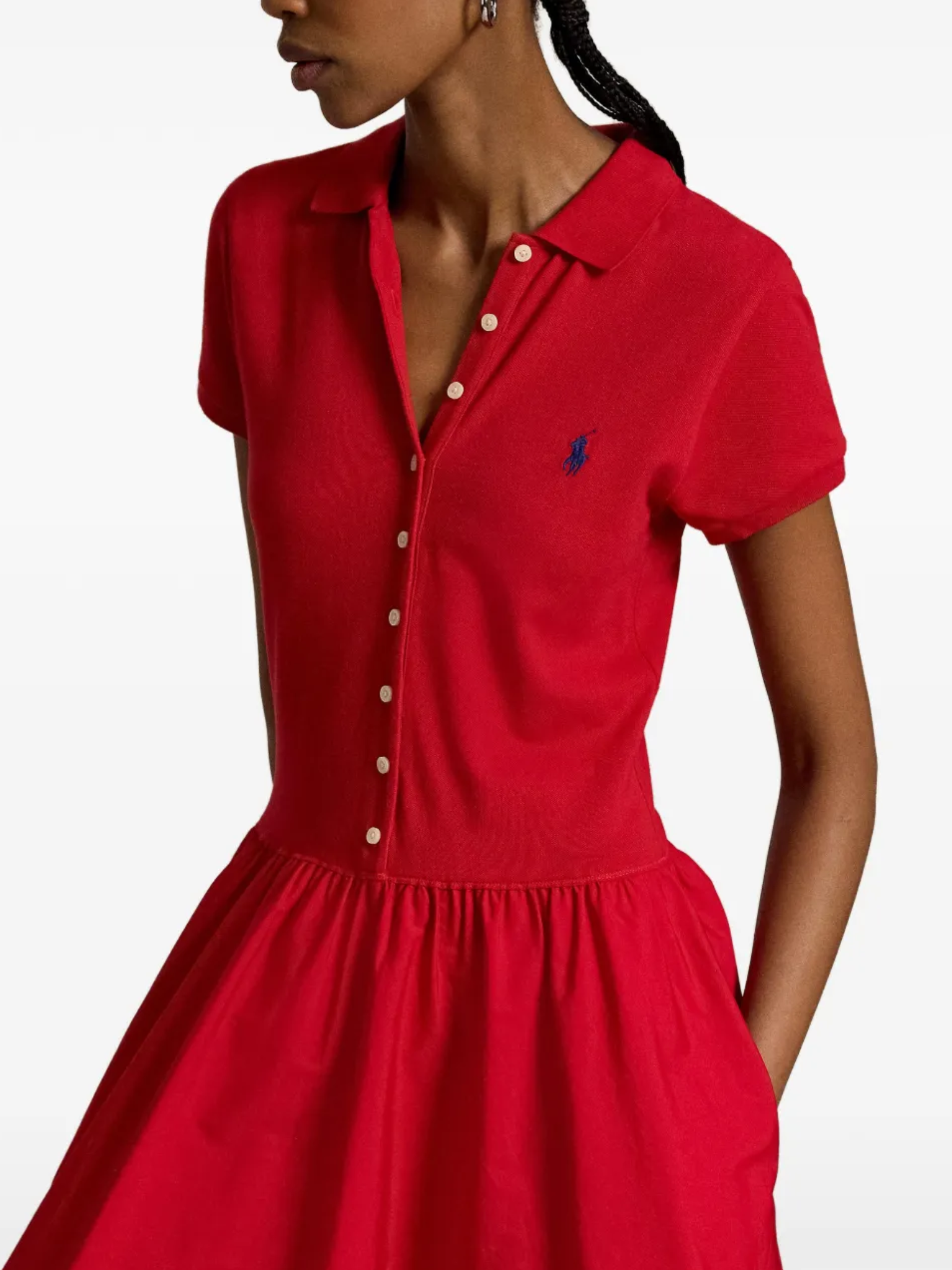 RALPH LAUREN WOMEN Hybrid Mesh Polo-bodice Dress Very Red