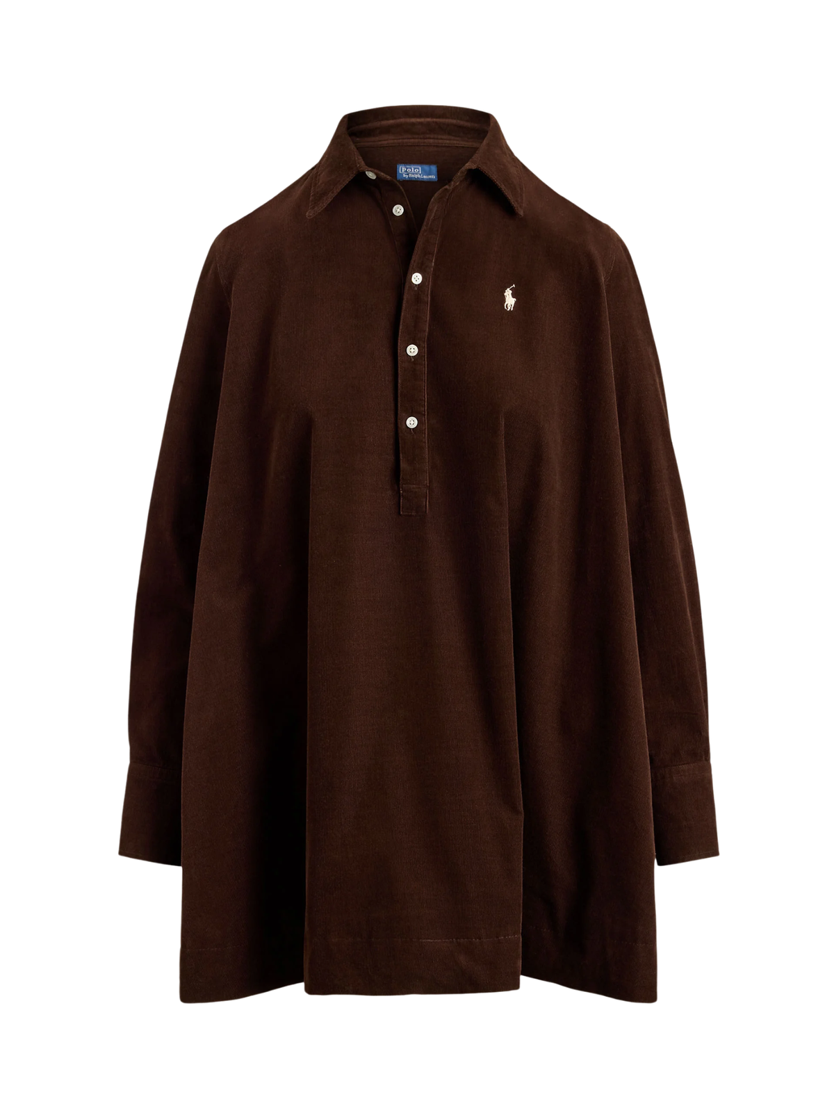 RALPH LAUREN WOMEN Corduroy Pleated Shirtdress Dark Brown