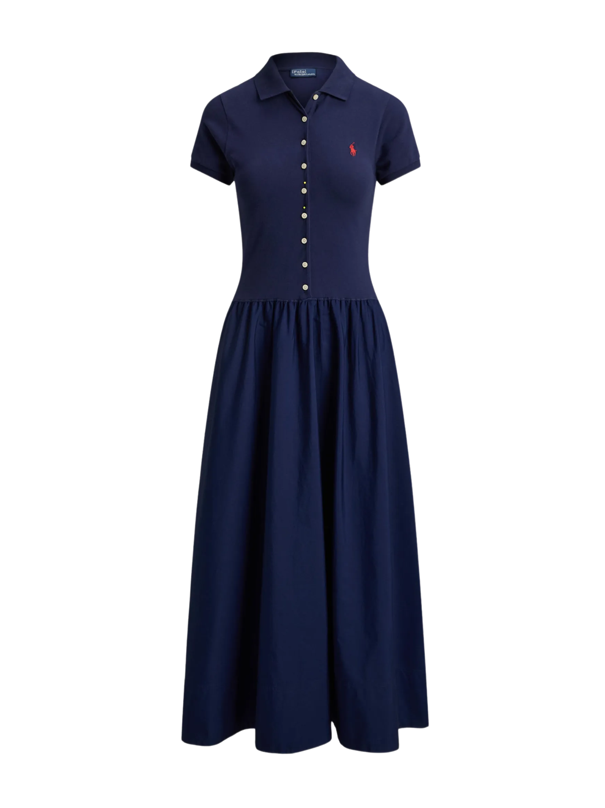 RALPH LAUREN WOMEN Hybrid Mesh Polo-bodice Dress Newport Navy