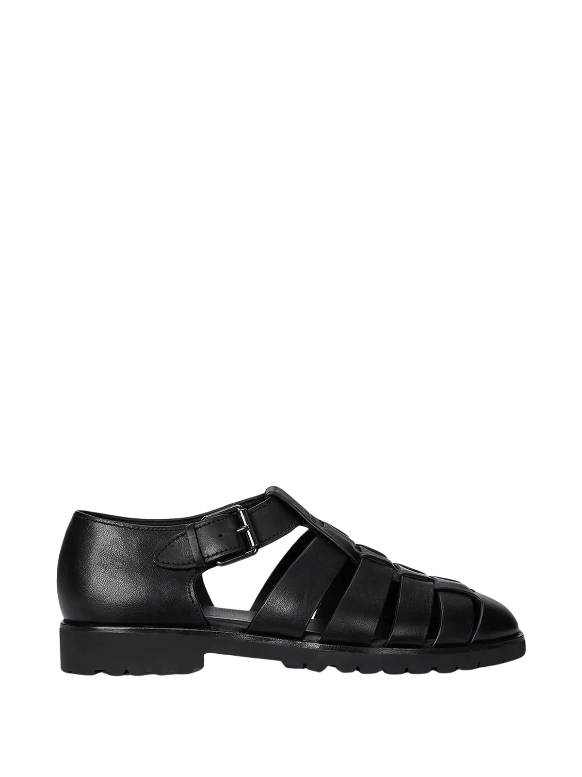 RALPH LAUREN Leather Fisherman Sandals Black